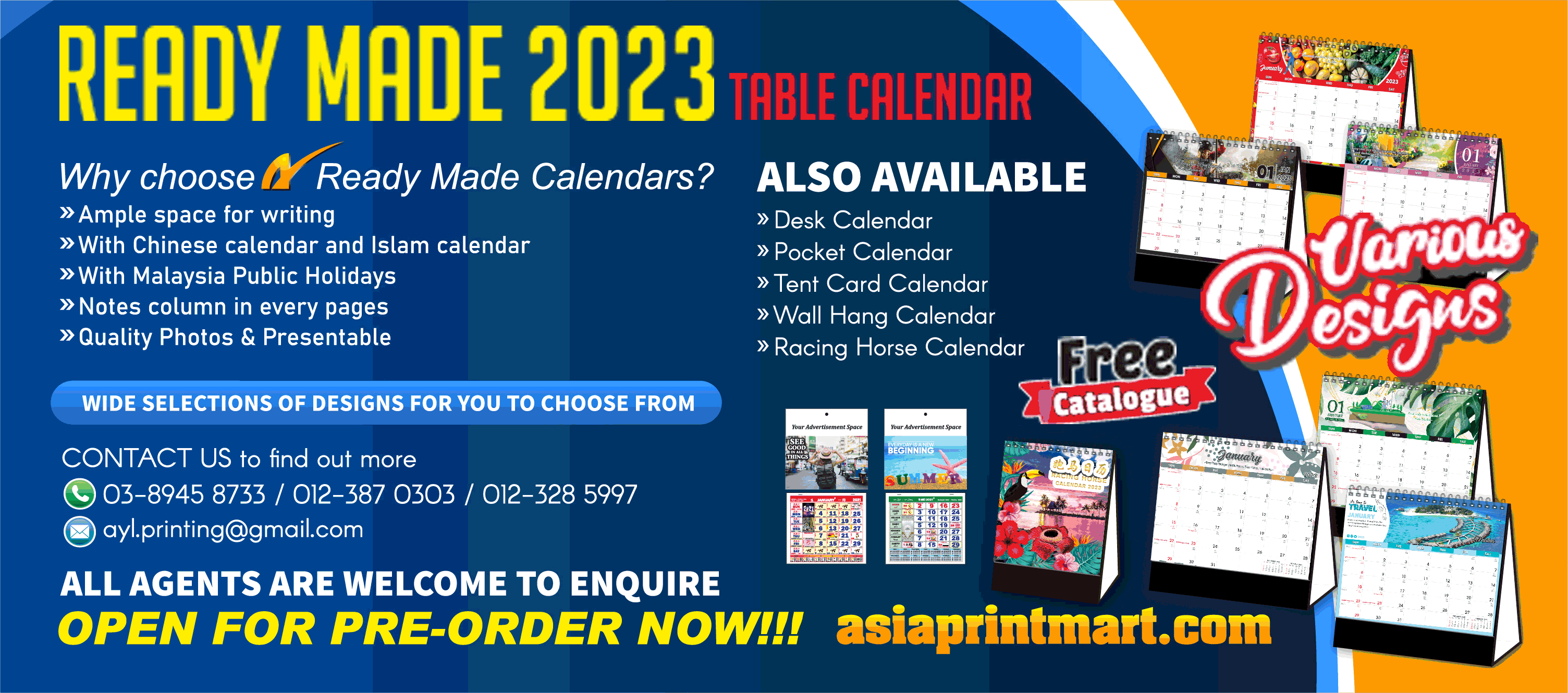 Custom Made Table Calendars 2023 | Print 2023 Desk Calendars | Print 2023 Ready Made Table Calendars | Cetak Kalendar Meja 2023 | Calendars Company Malaysia