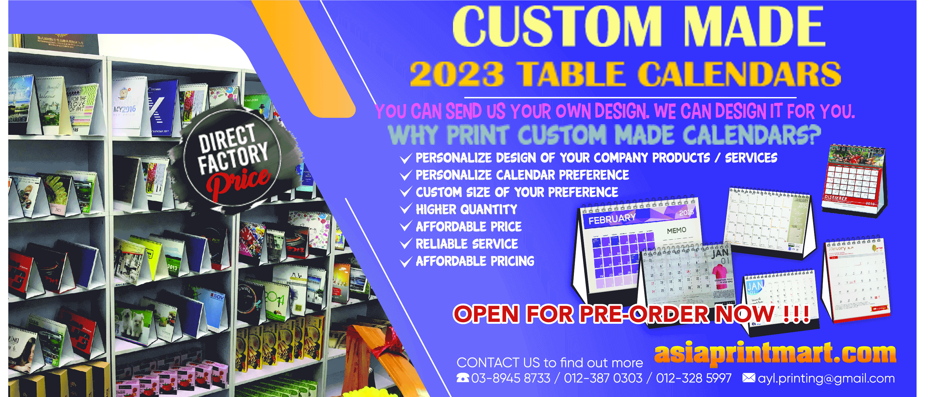Custom Made Table Calendars 2023 | Print 2023 Desk Calendars | Print 2023 Ready Made Table Calendars | Cetak Kalendar Meja 2023 | Calendars Supplier | Malaysia Calendars Printer | Calendars Manufacturer 2023